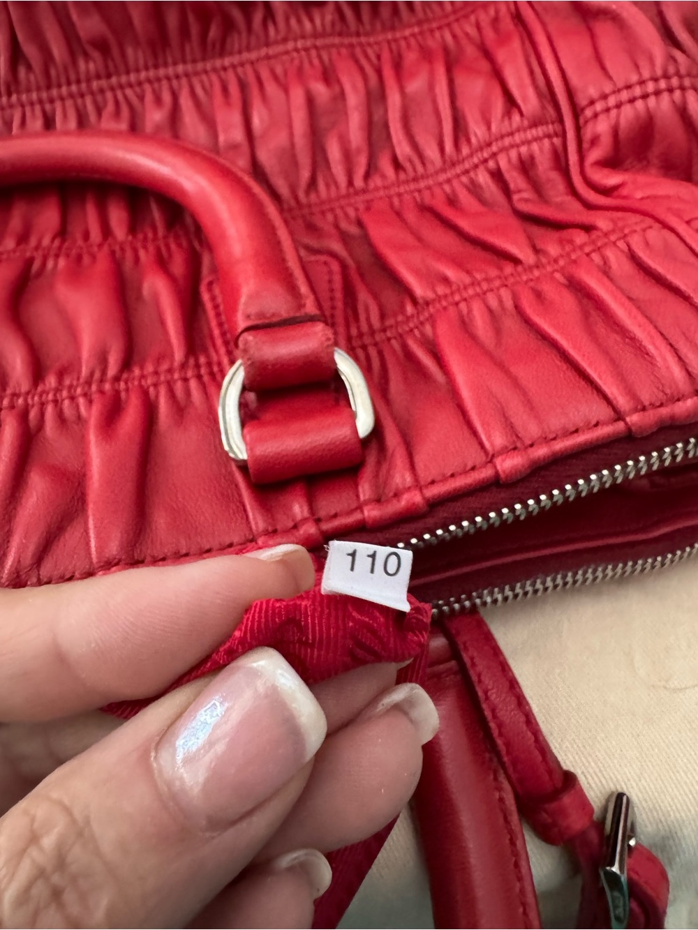 Prada Red Gaufre Satchel with Removable Strap - Picture 8 of 12
